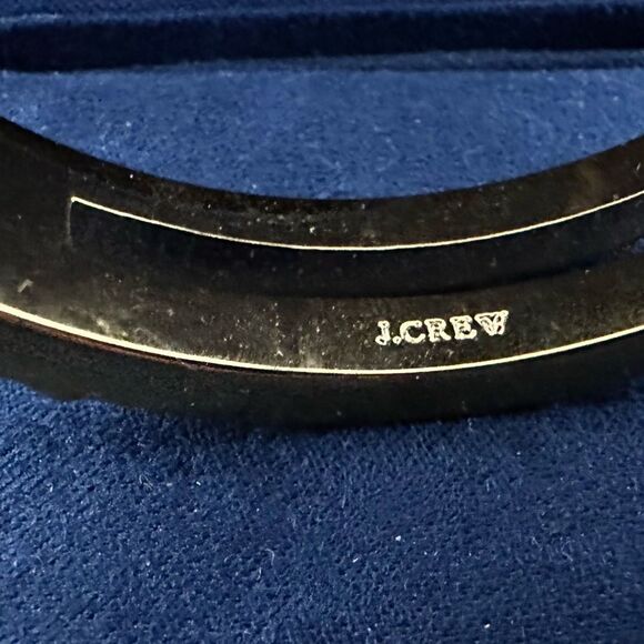 J. CREW Teal blue green Enamel with crystals hinge cuff gold tone 6.75 - Picture 3 of 5